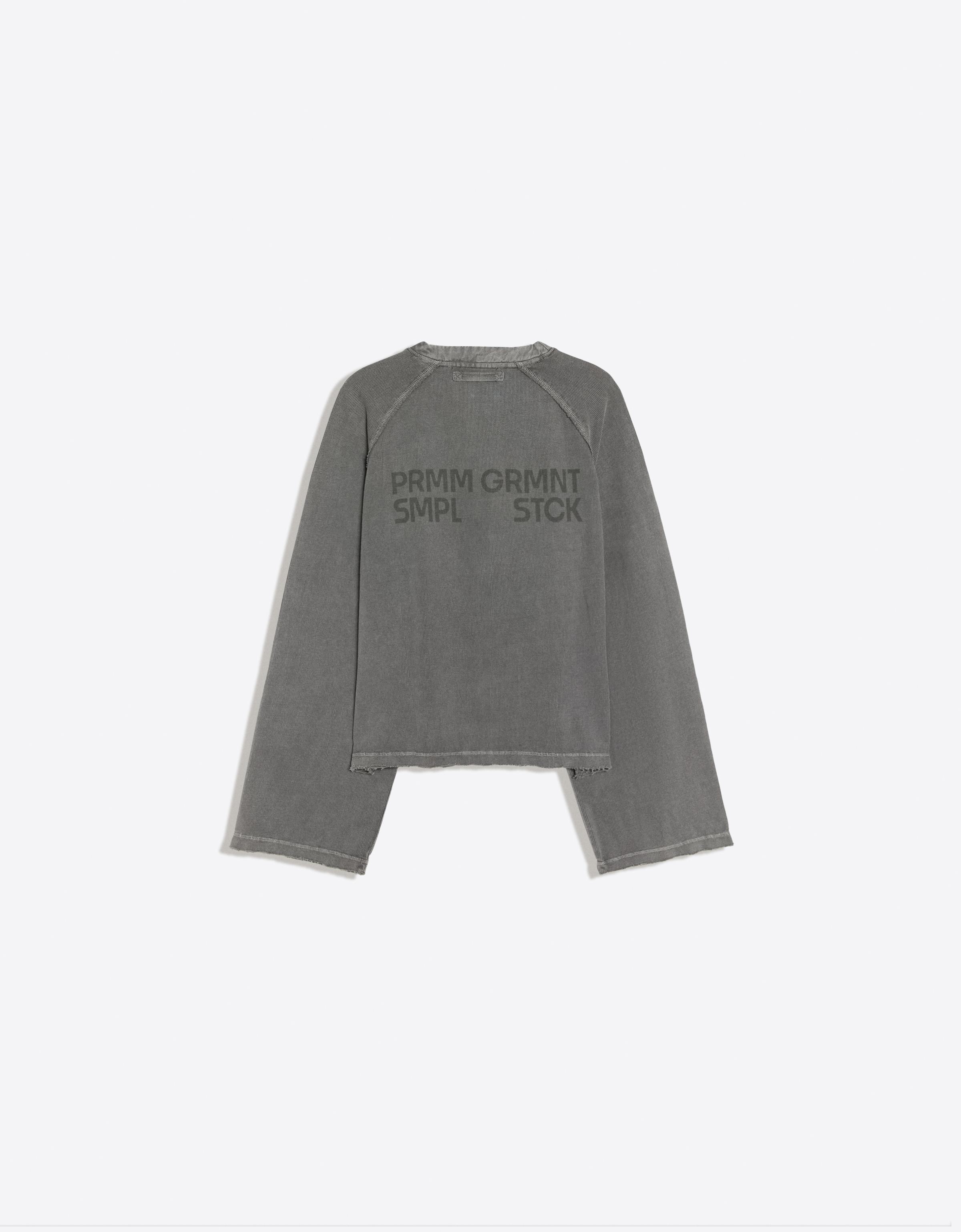 Long sleeve henley print T-shirt — Dark grey