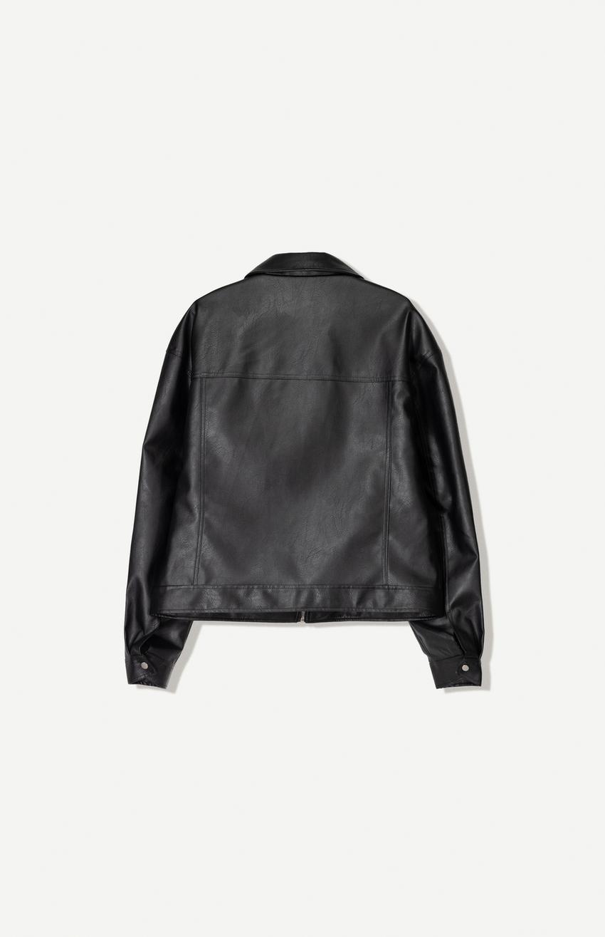 Leather effect jacket-Black-4