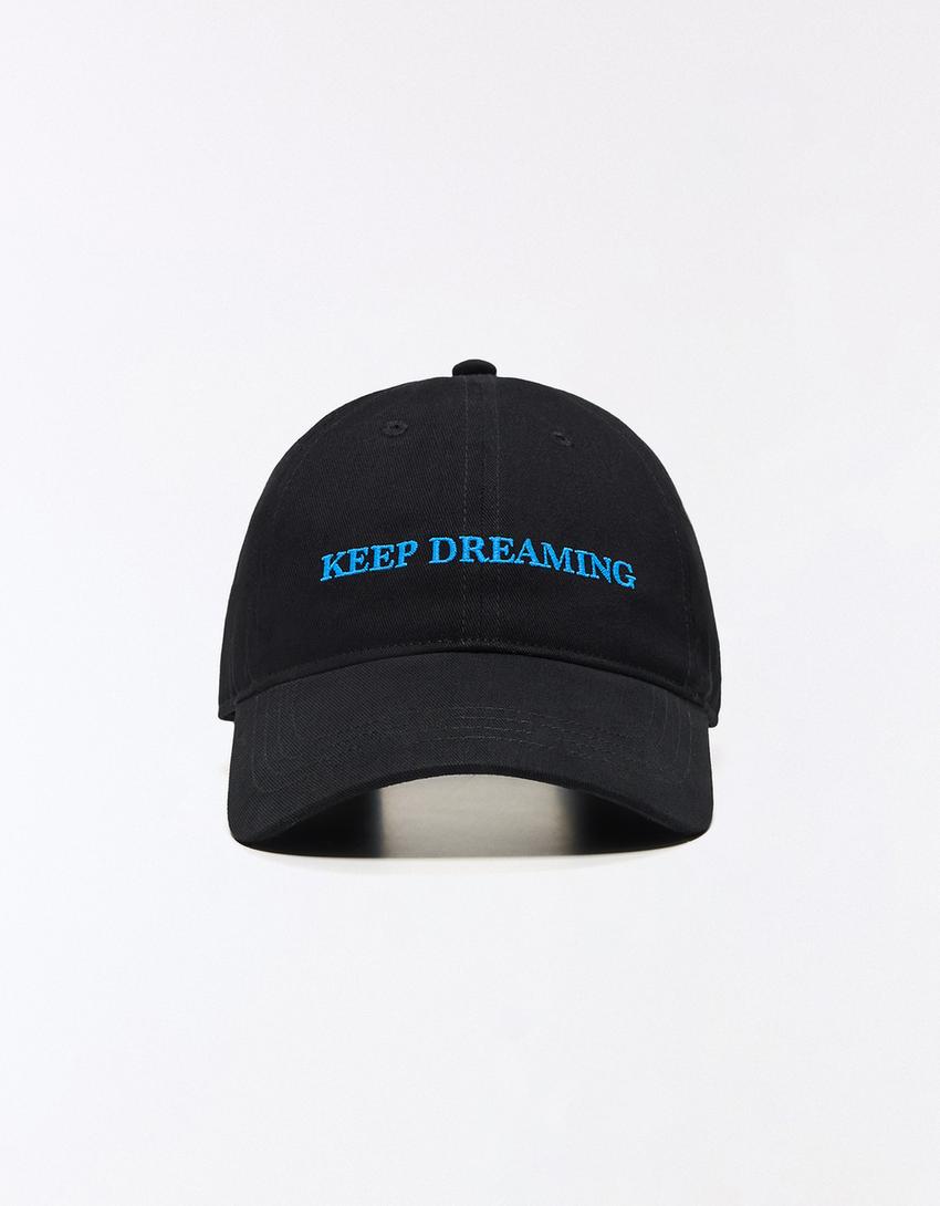 Embroidered cap-Black