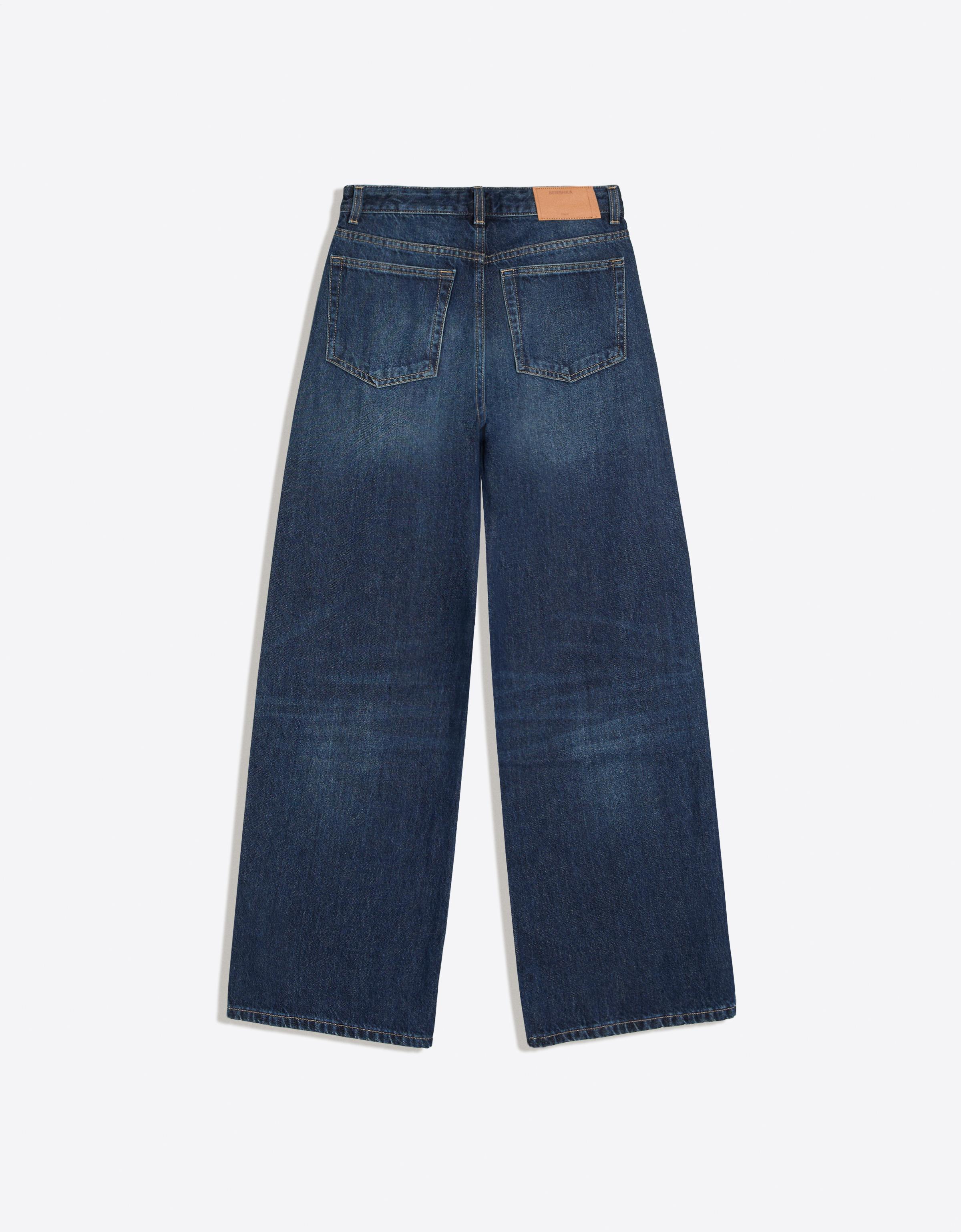 Wide-leg cross-waist jeans — Blue