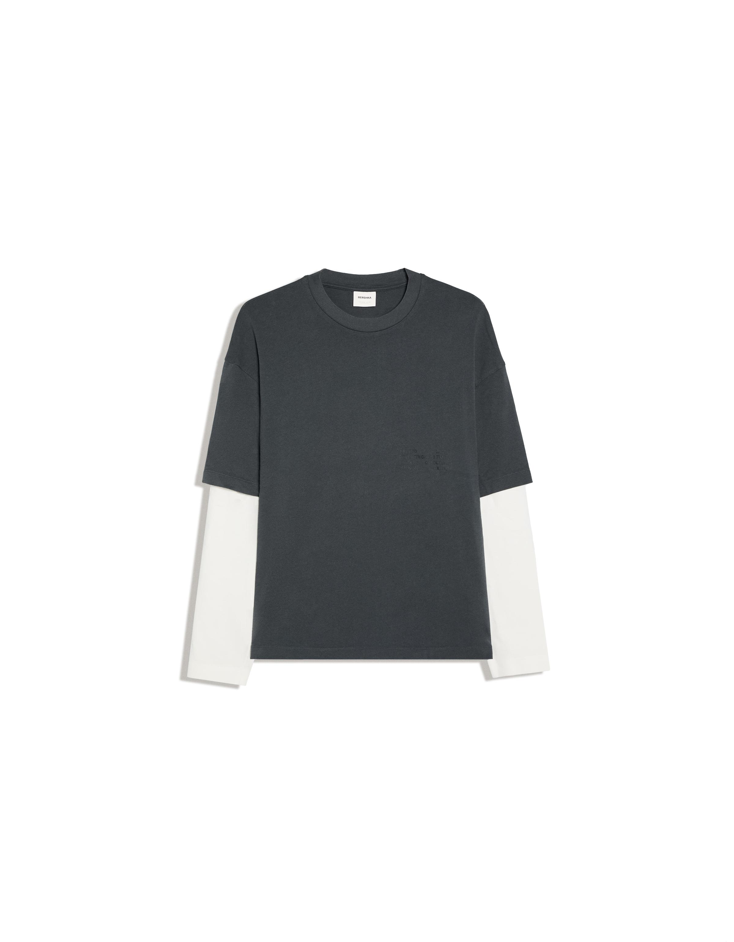 Contrast double-sleeve T-shirt — Dark grey
