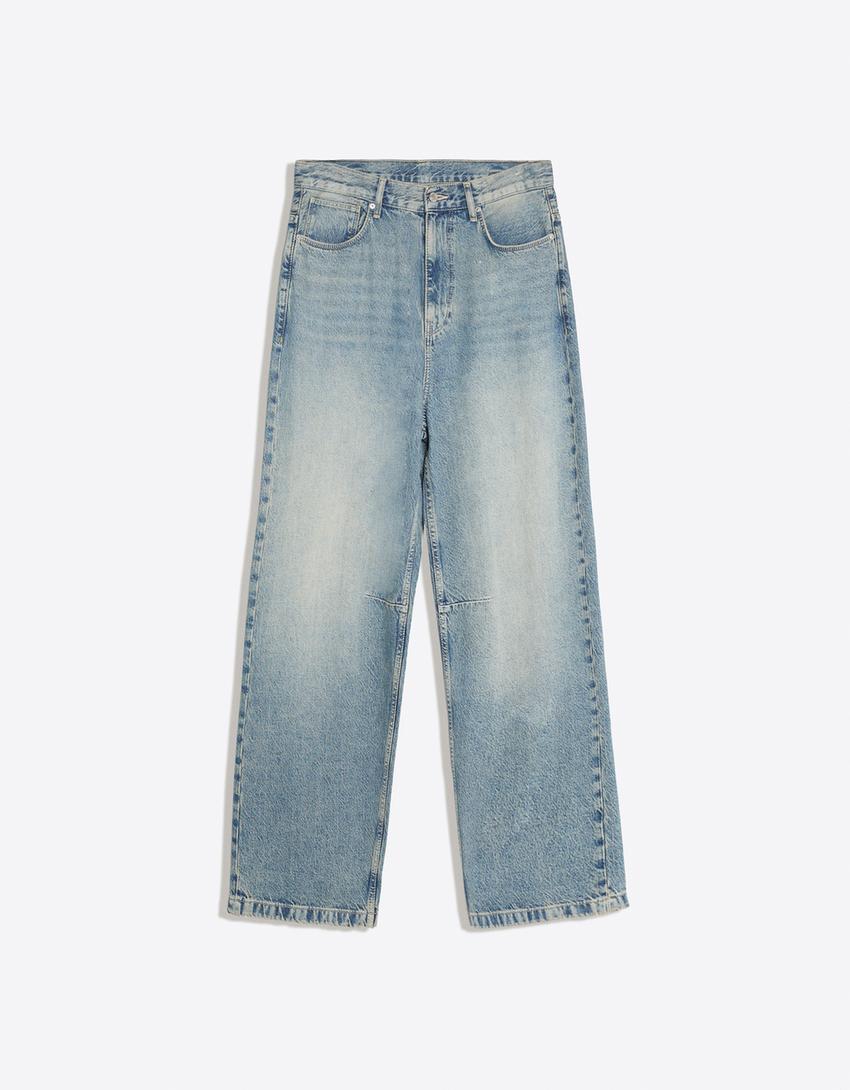 Neobarrel jeans with back buckle-Light blue