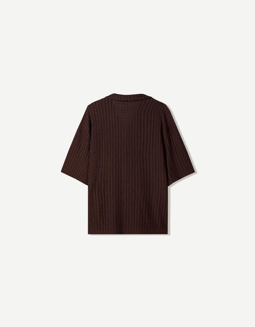 Short sleeve rustic shirt-Brown