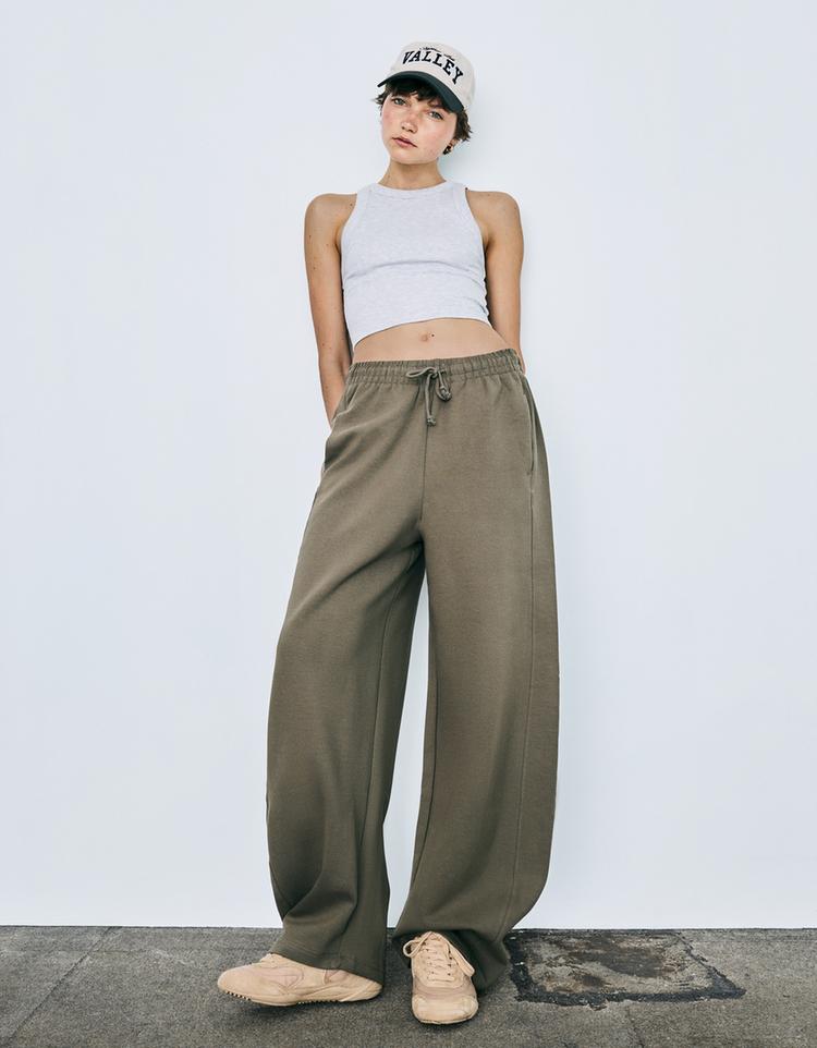Pamuklu barrel fit pantolon