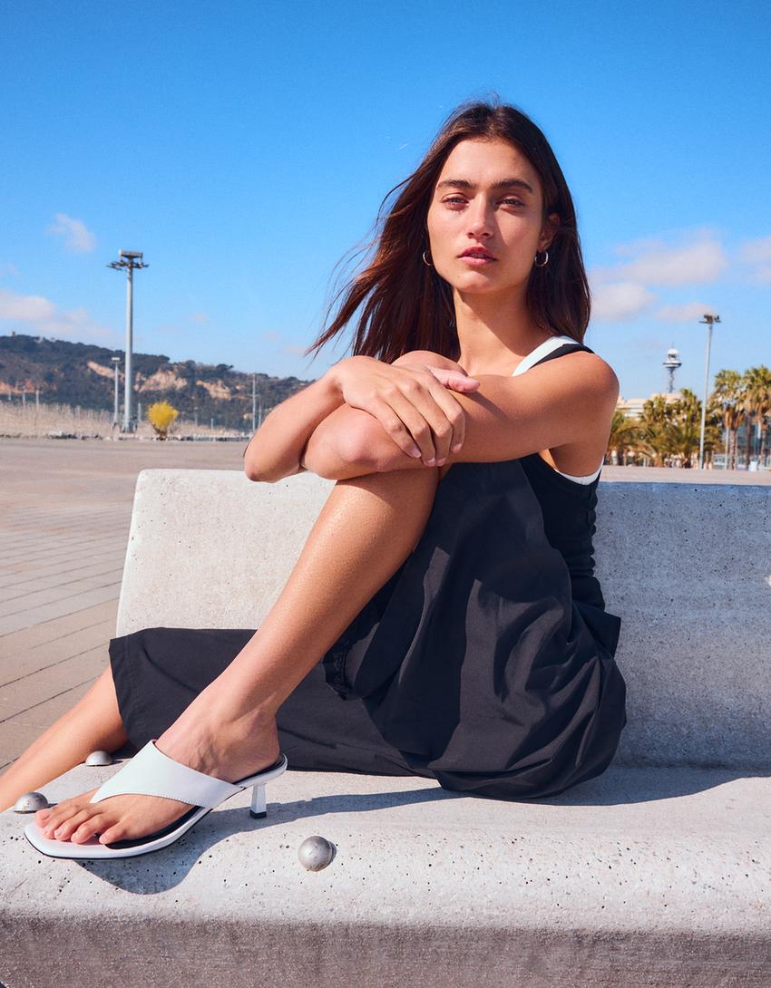 Kitten heel sandals-WHITE