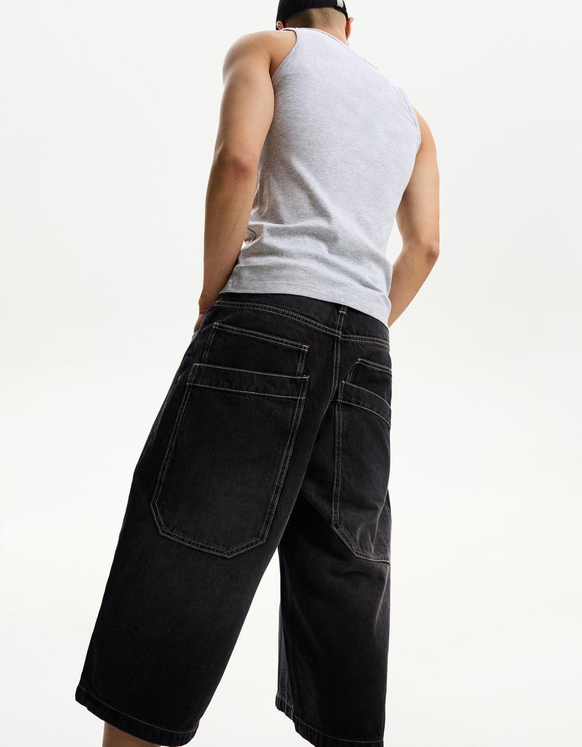 Super baggy denim Bermuda jorts