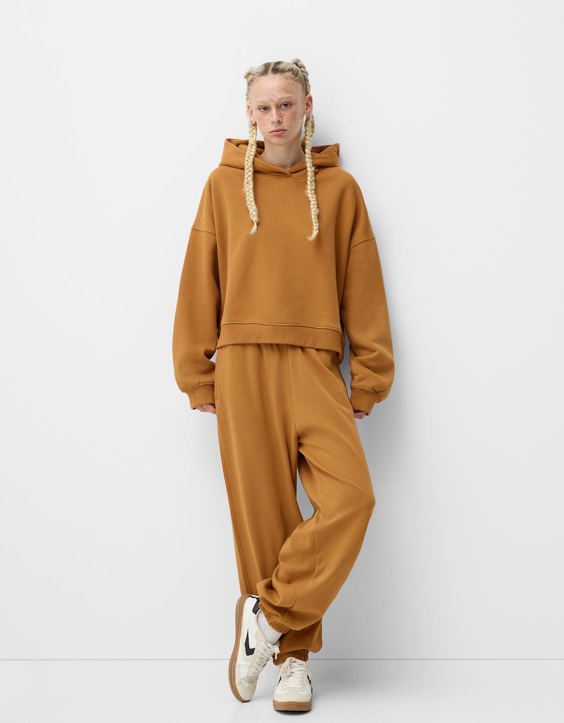 Black,XL Set 2 Pezzi Tuta Donna Donna Tinta Unita Top Felpe Con Cappuccio Pantaloni Loungewear~p148577582 - Foto 3