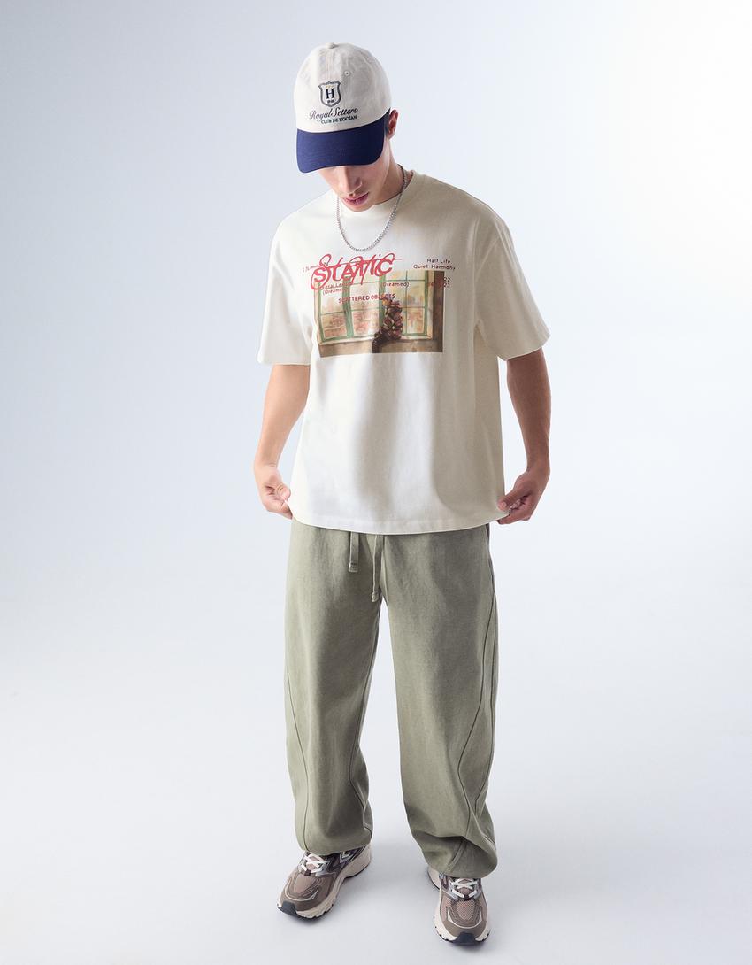 Camiseta manga curta estampada-Off-white