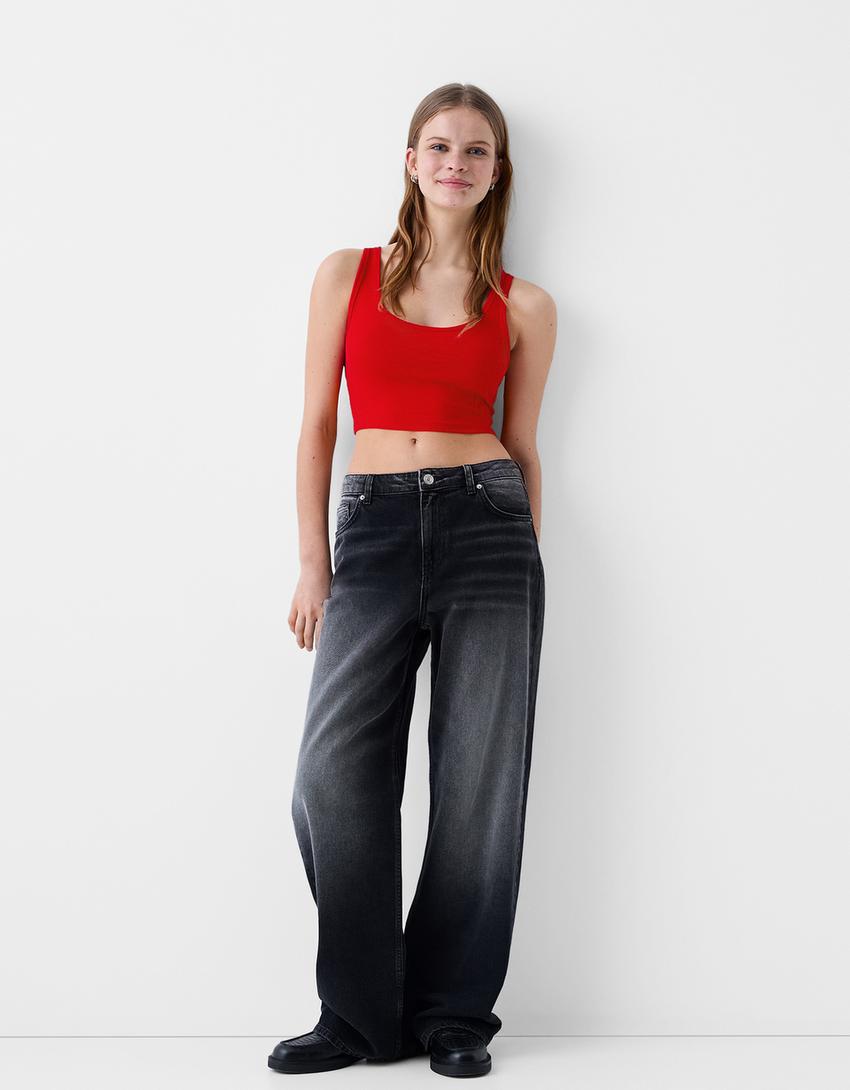 Strappy crop top-Red-3