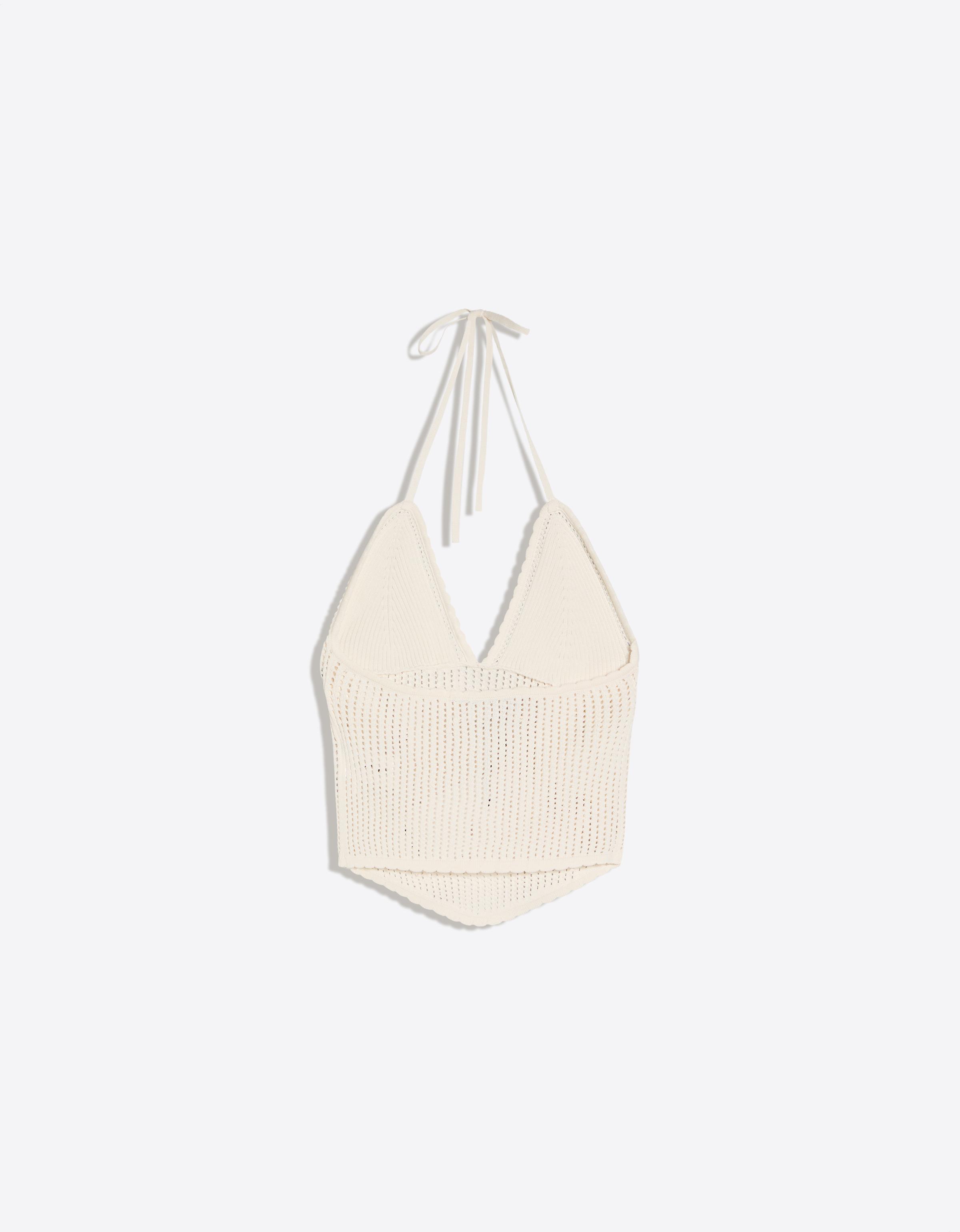 Cutwork halter top — Cream