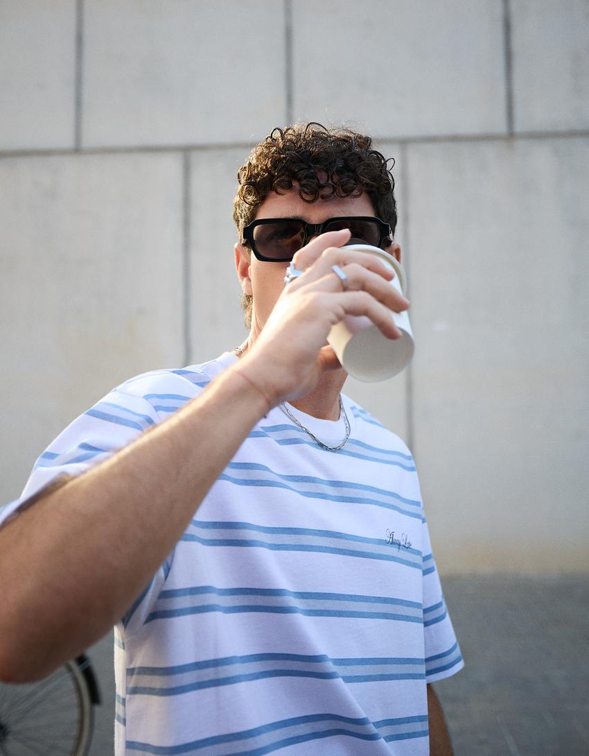 Short sleeve T-shirt with print-Blue