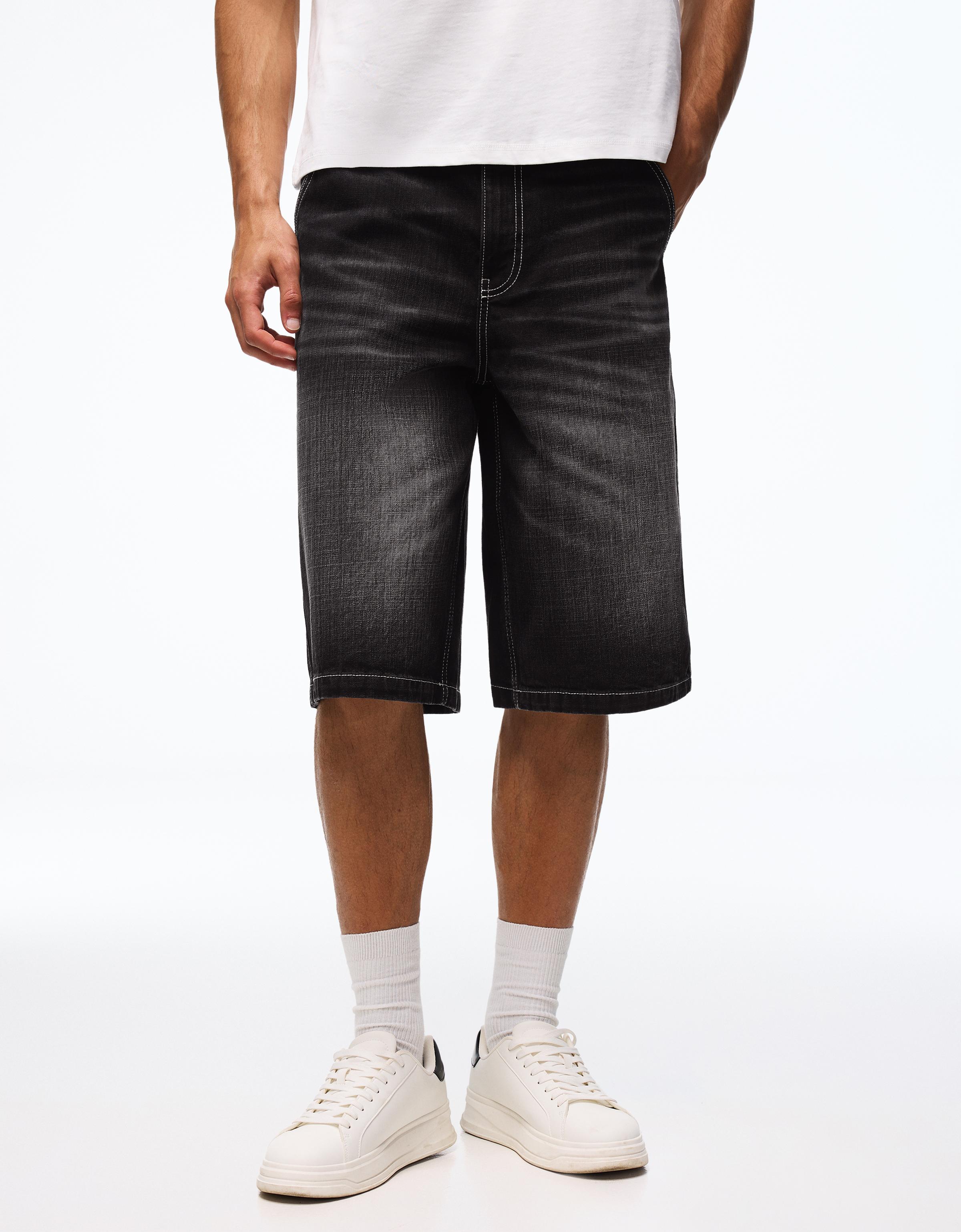 Skater denim Bermuda shorts — Black