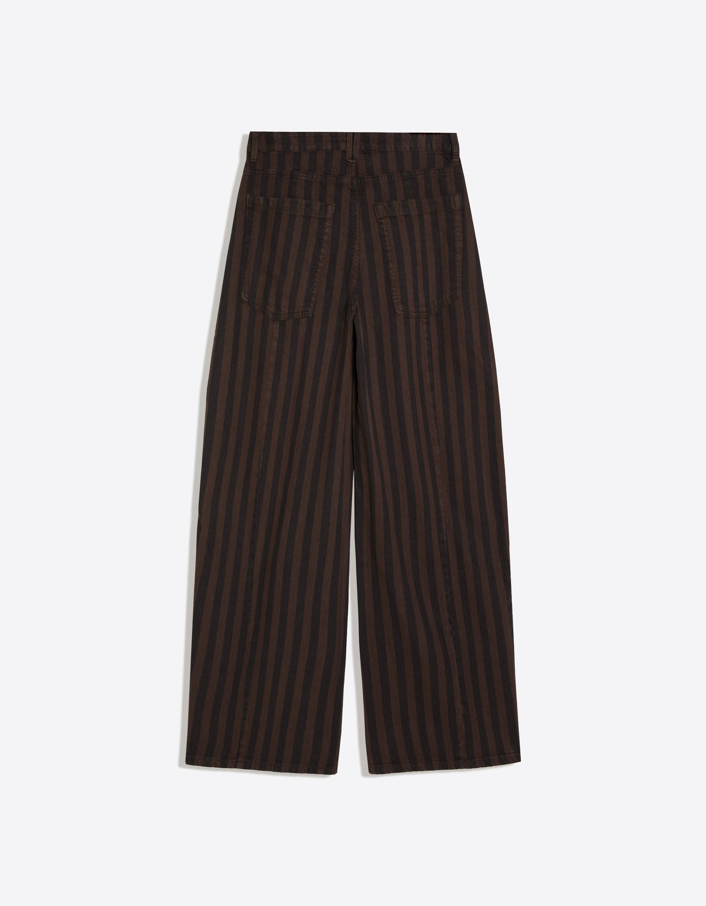 Stripe barrel trousers — Brown