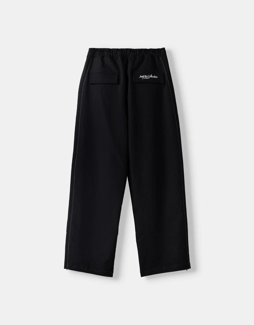 Pantalon Junji Ito Collection wide leg broderie-Noir-5