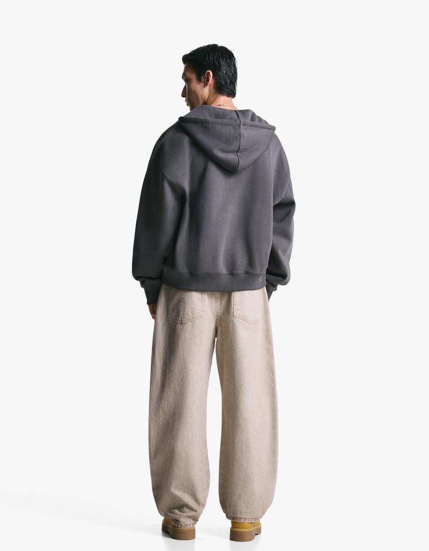 Pantalone barrel-Krem-1