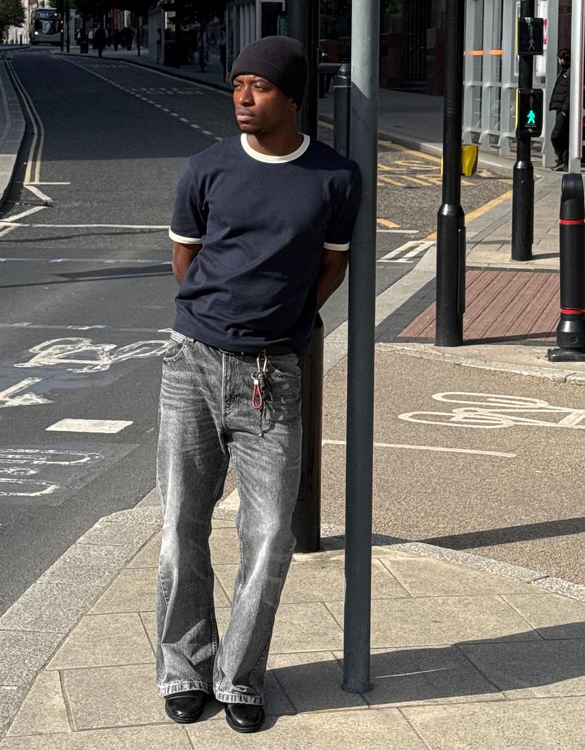 Flared baggy jeans-Dark grey