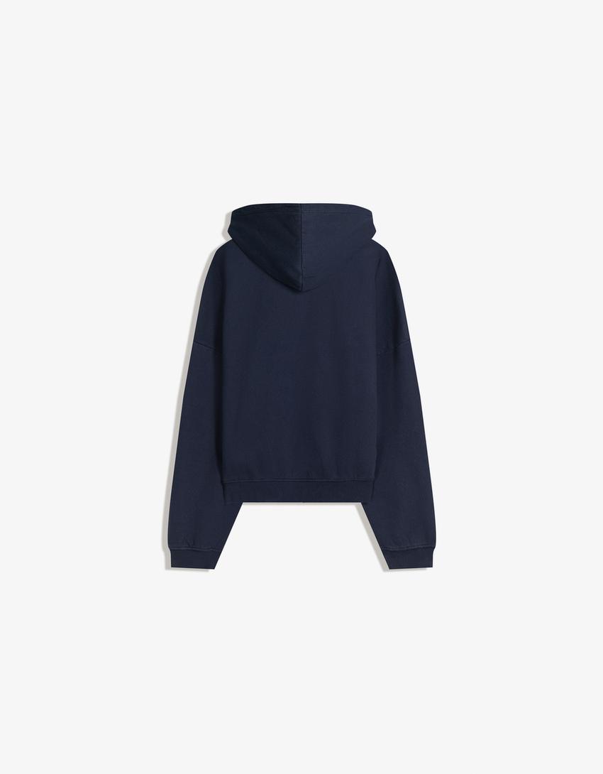 Sweat capuche imprimé-Marine