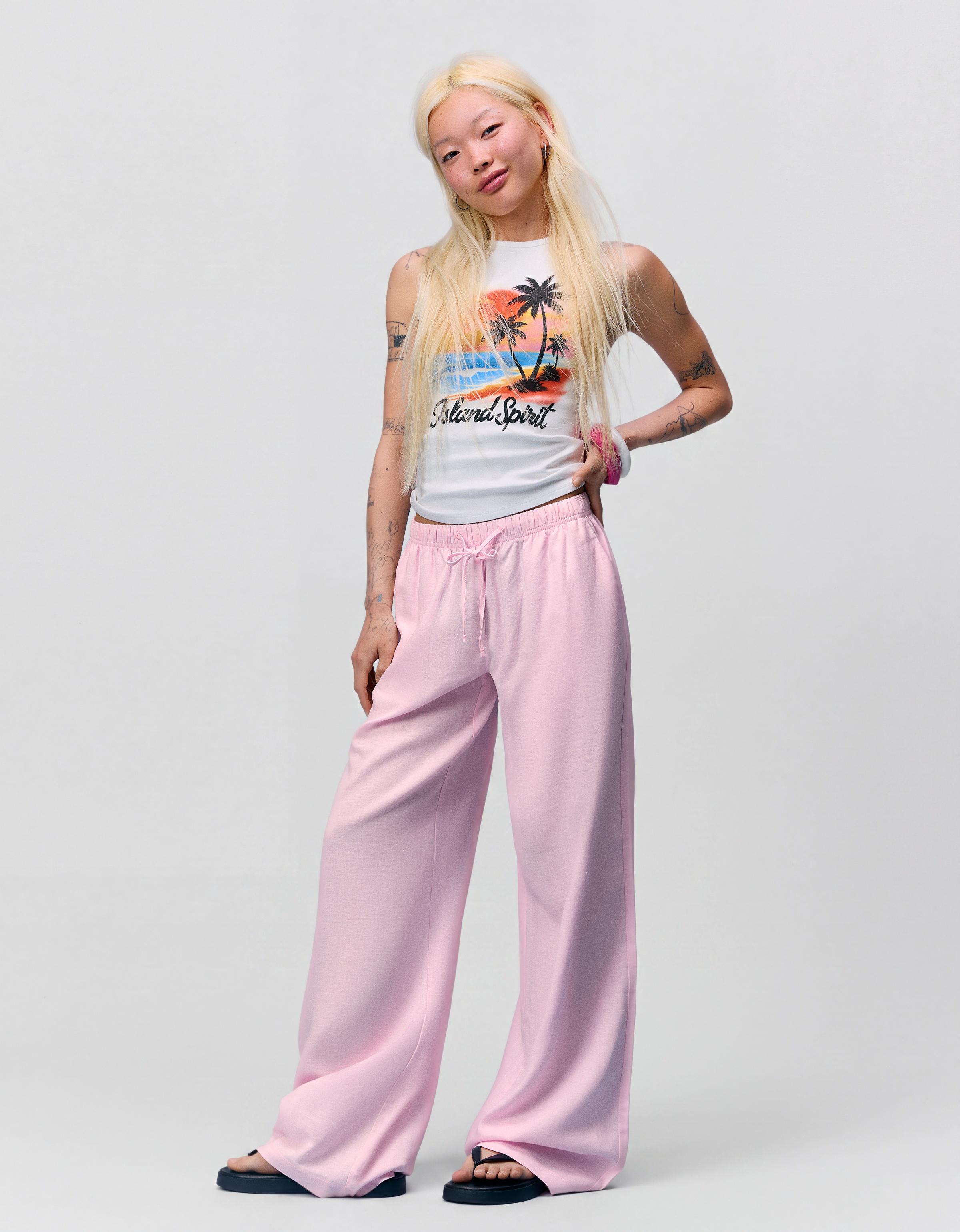 Elasticated waist trousers — Pink
