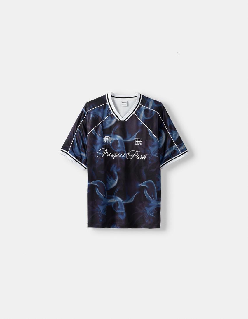 T-shirt sport manches courtes oversize mesh-Bleu-4