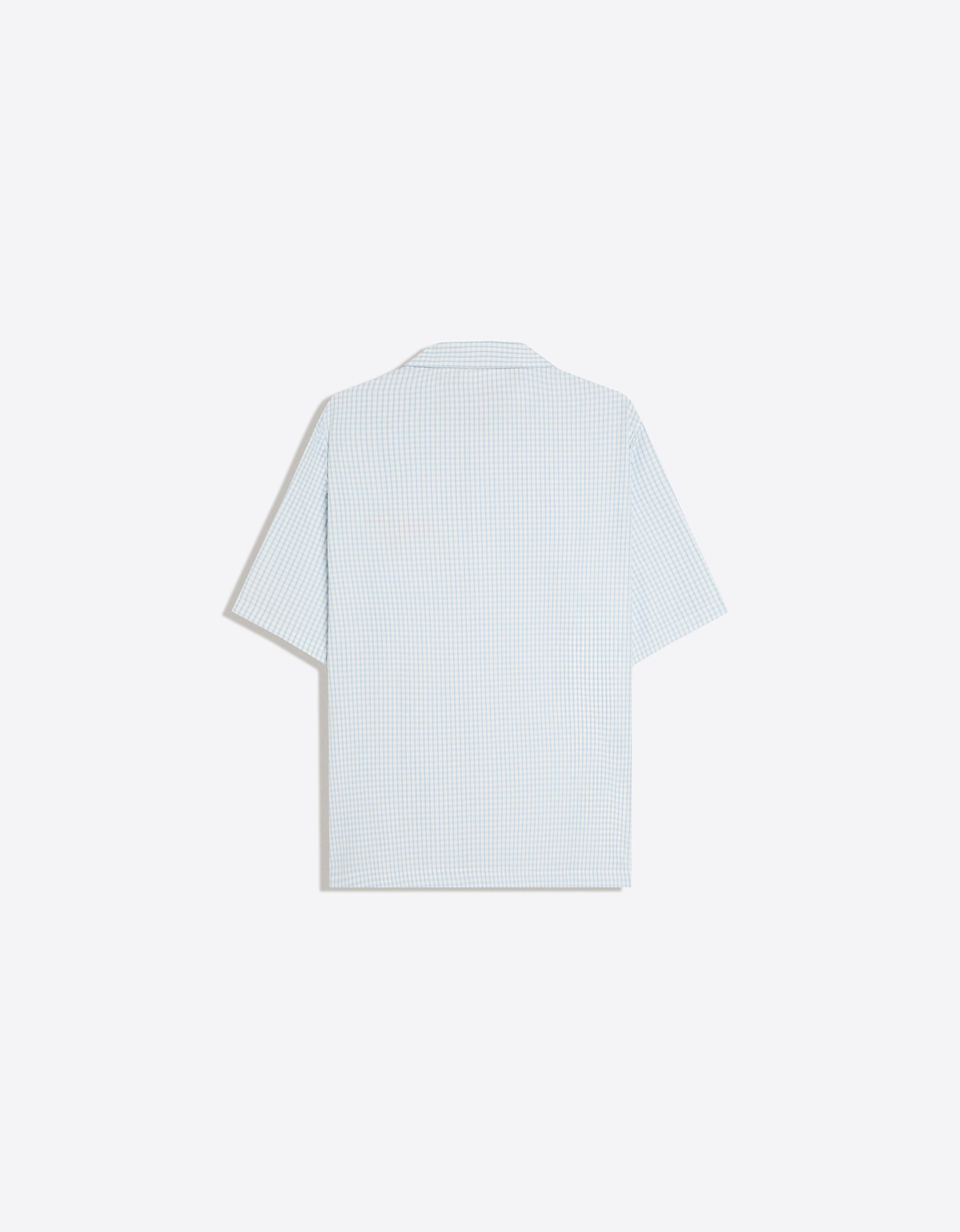 Boxy embroidered short sleeve shirt — Light blue