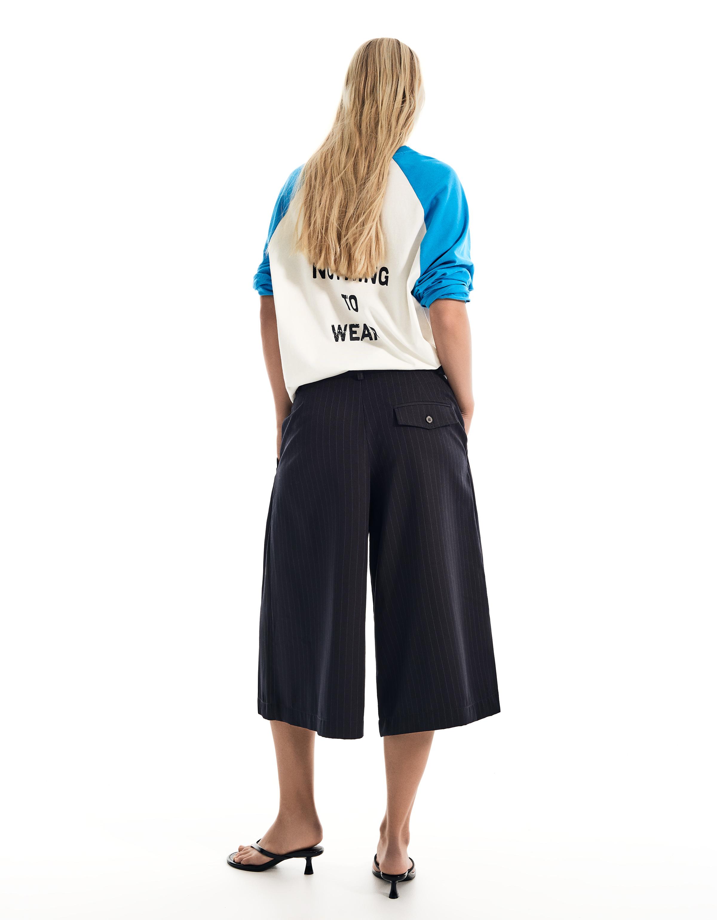 Çizgili culotte bermuda - Görsel 10