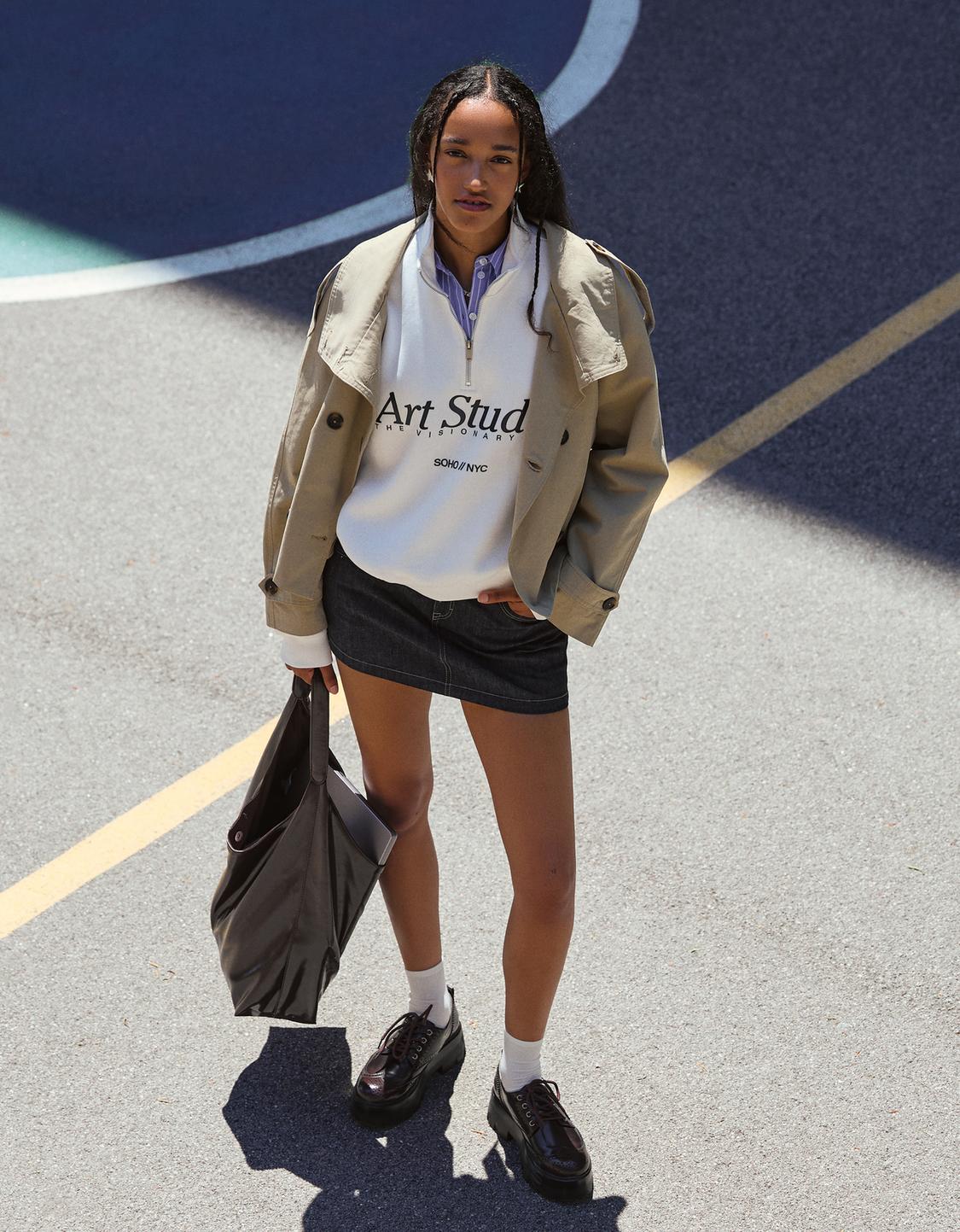 Printed quarter-zip sweatshirt