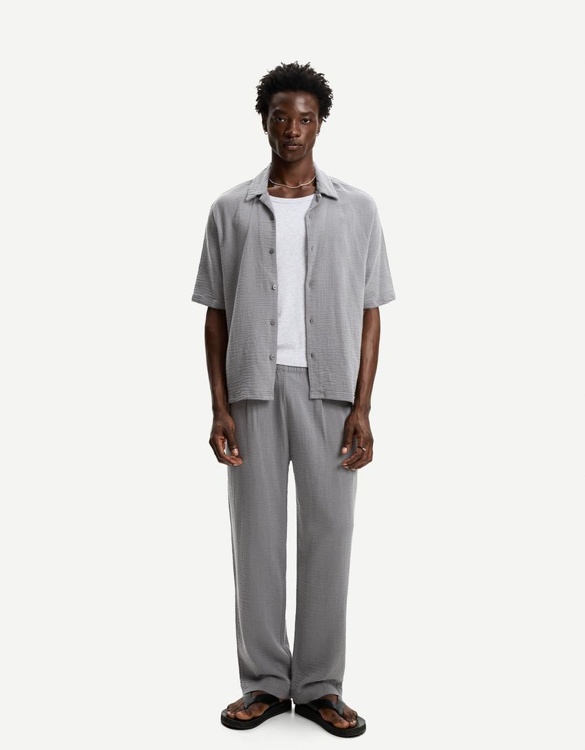 Wide-leg trousers-Dark grey-0