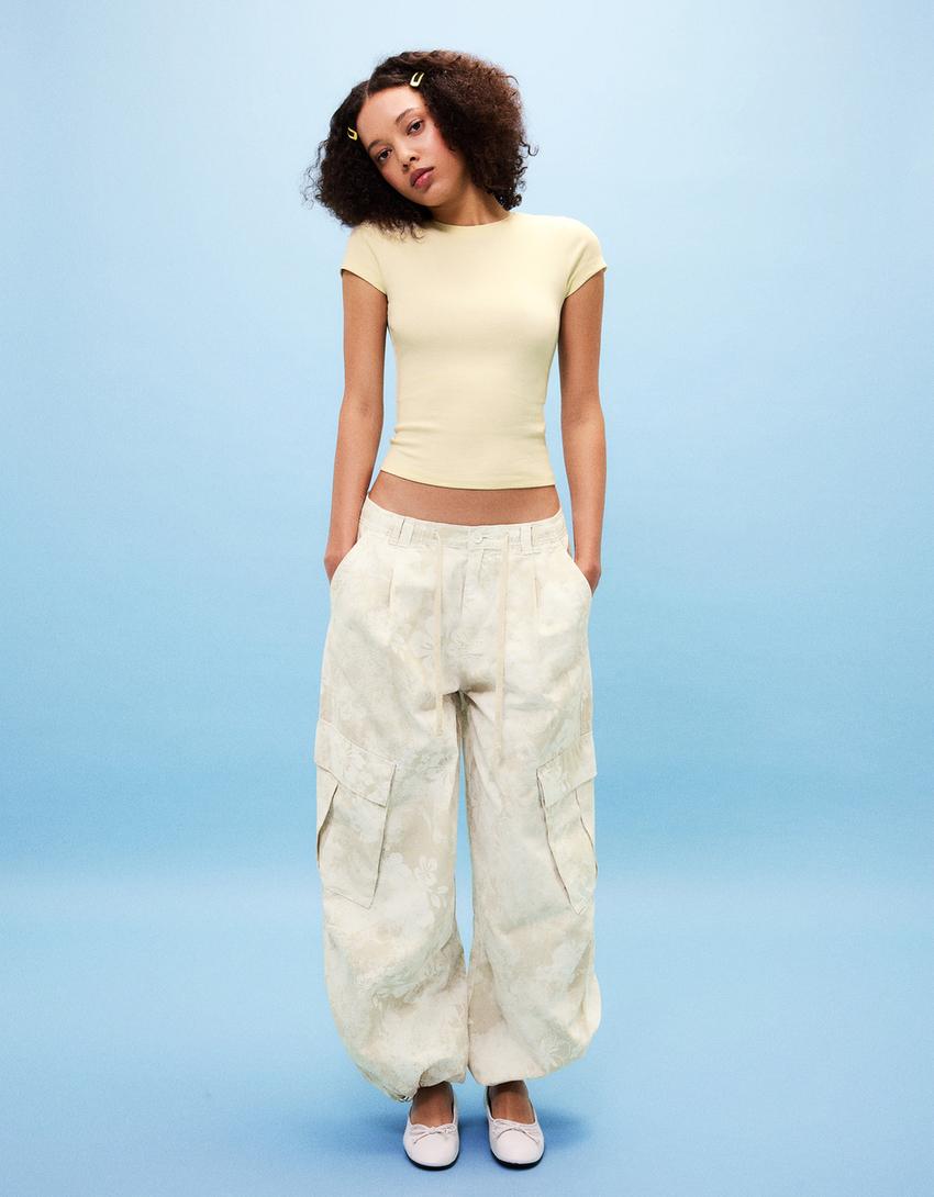 Short sleeve crew neck T-shirt-Yellow