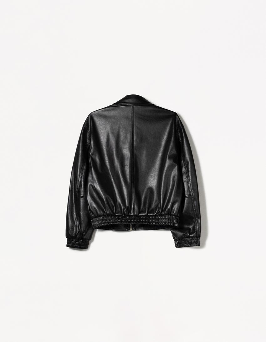 Veste en similicuir-Noir