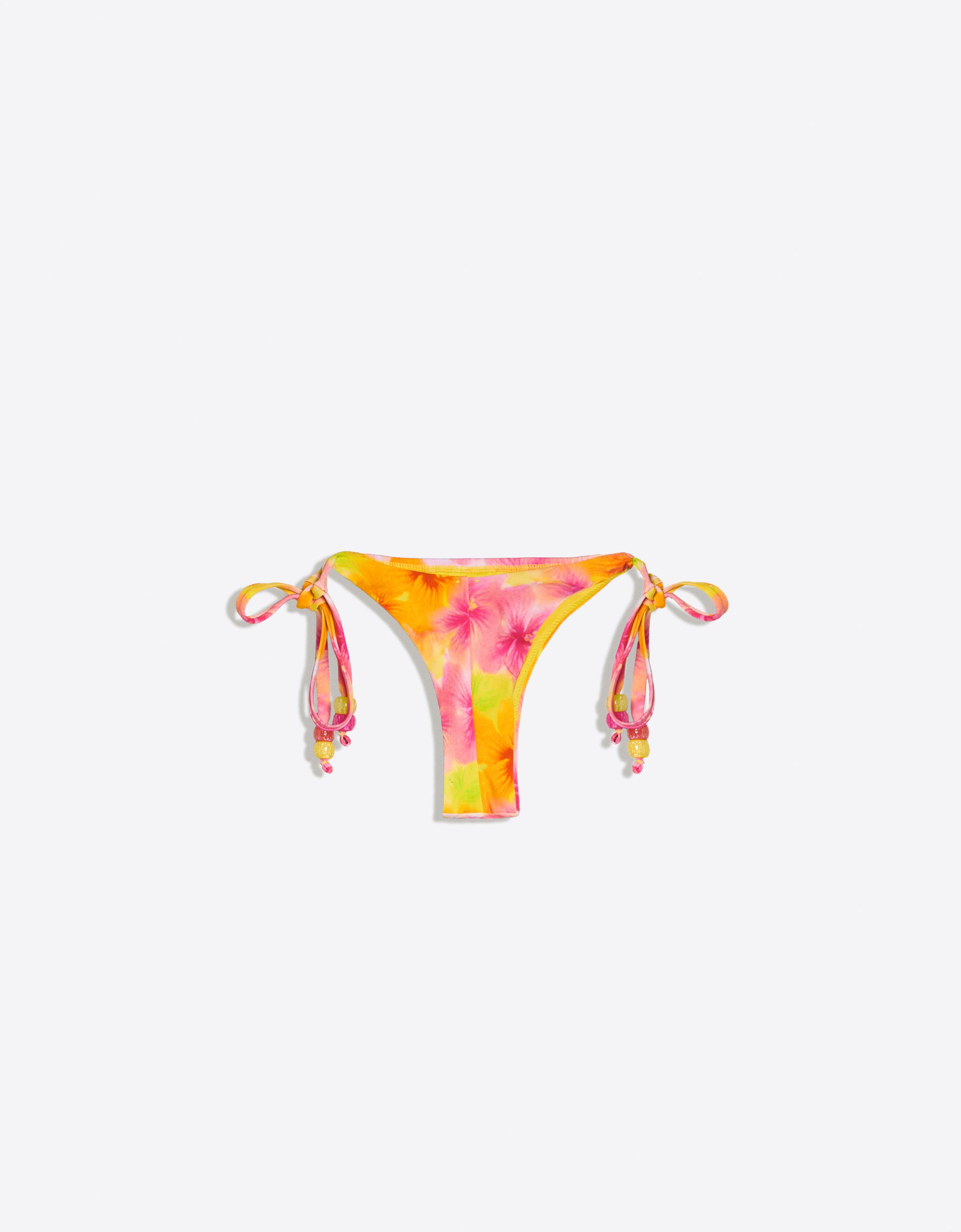 Floral thong bikini briefs — Orange