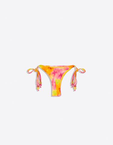 Floral thong bikini briefs — Orange 6