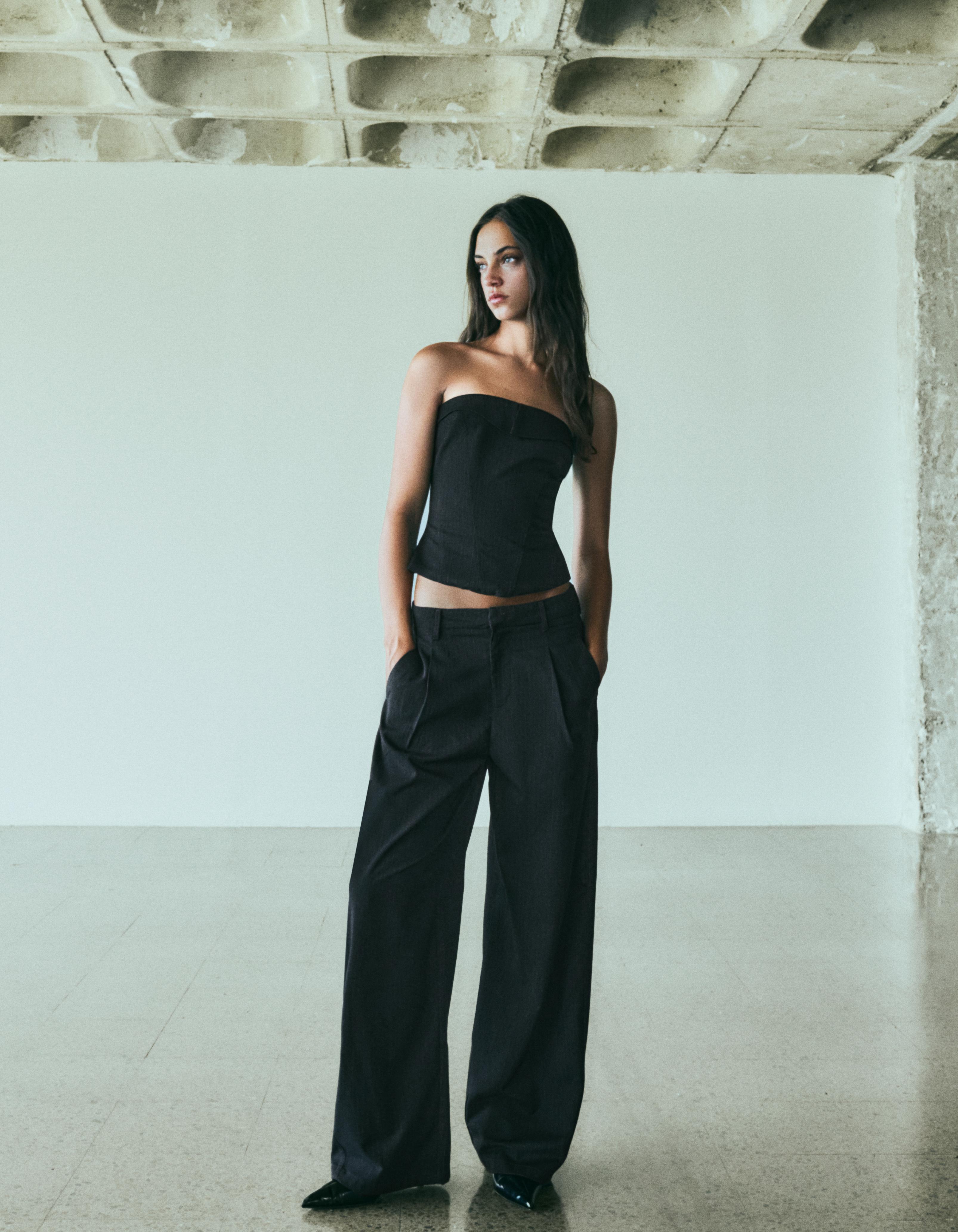 Bershka Çift pensli pantolon görsel 5