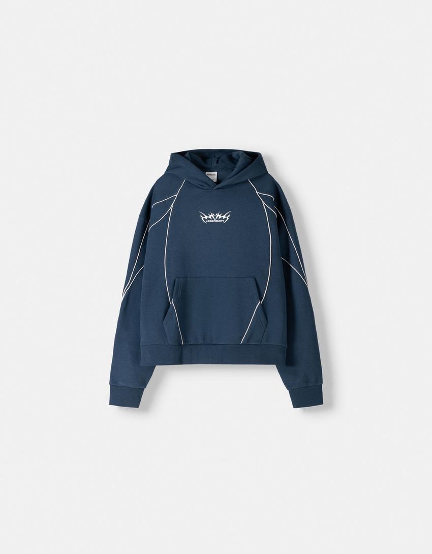 Ensemble sweat et pantalon molleton-Marine-5