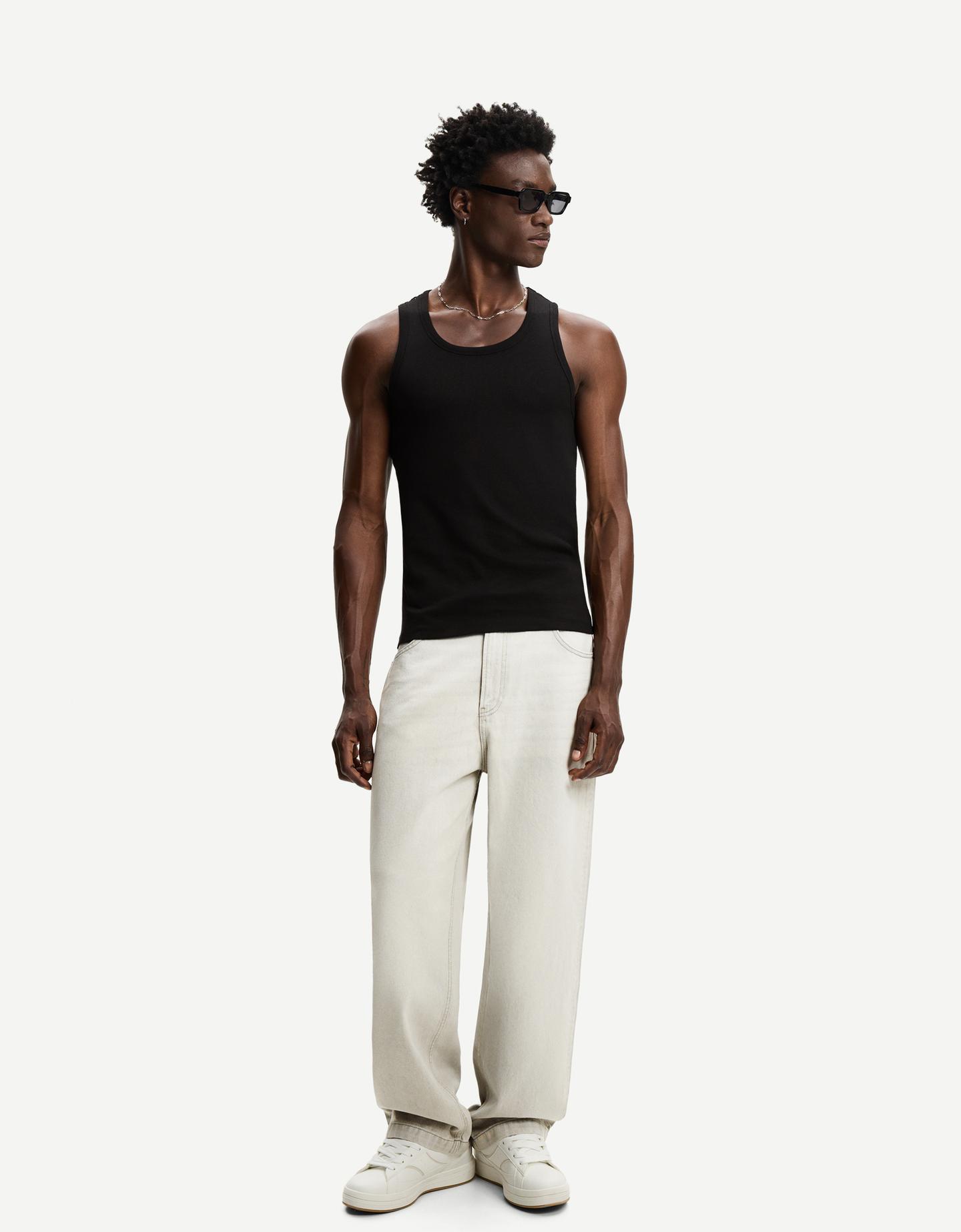 Bershka jeansy o kroju super baggy szary