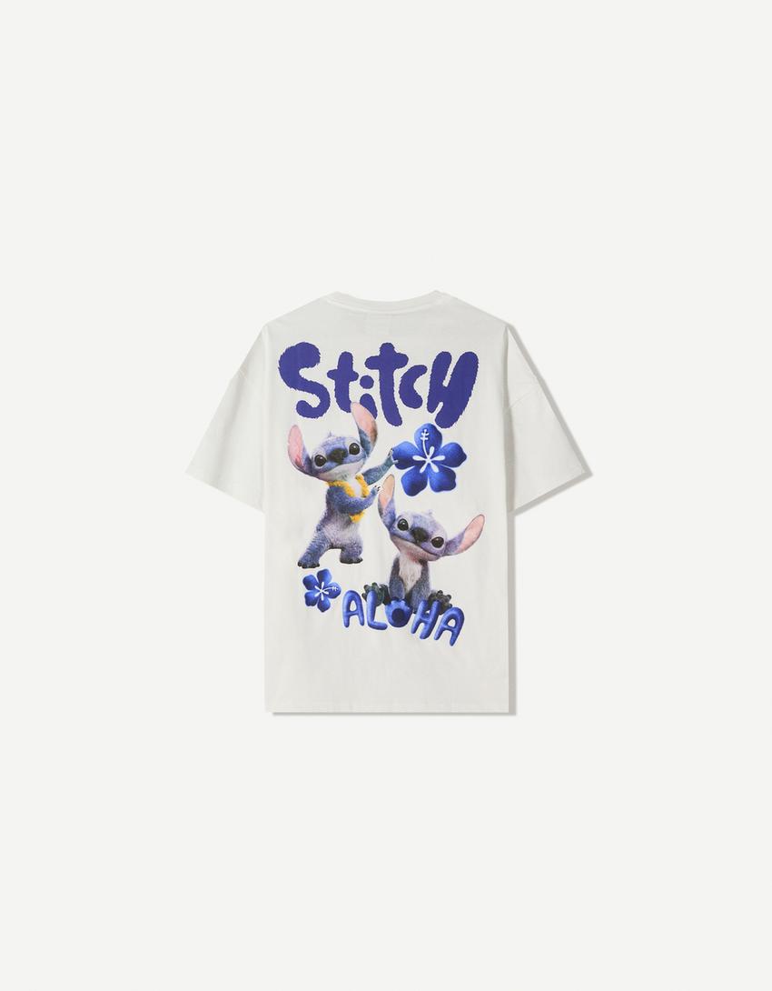 T-shirt van Lilo & Stitch met korte mouw-Gebroken Wit-4