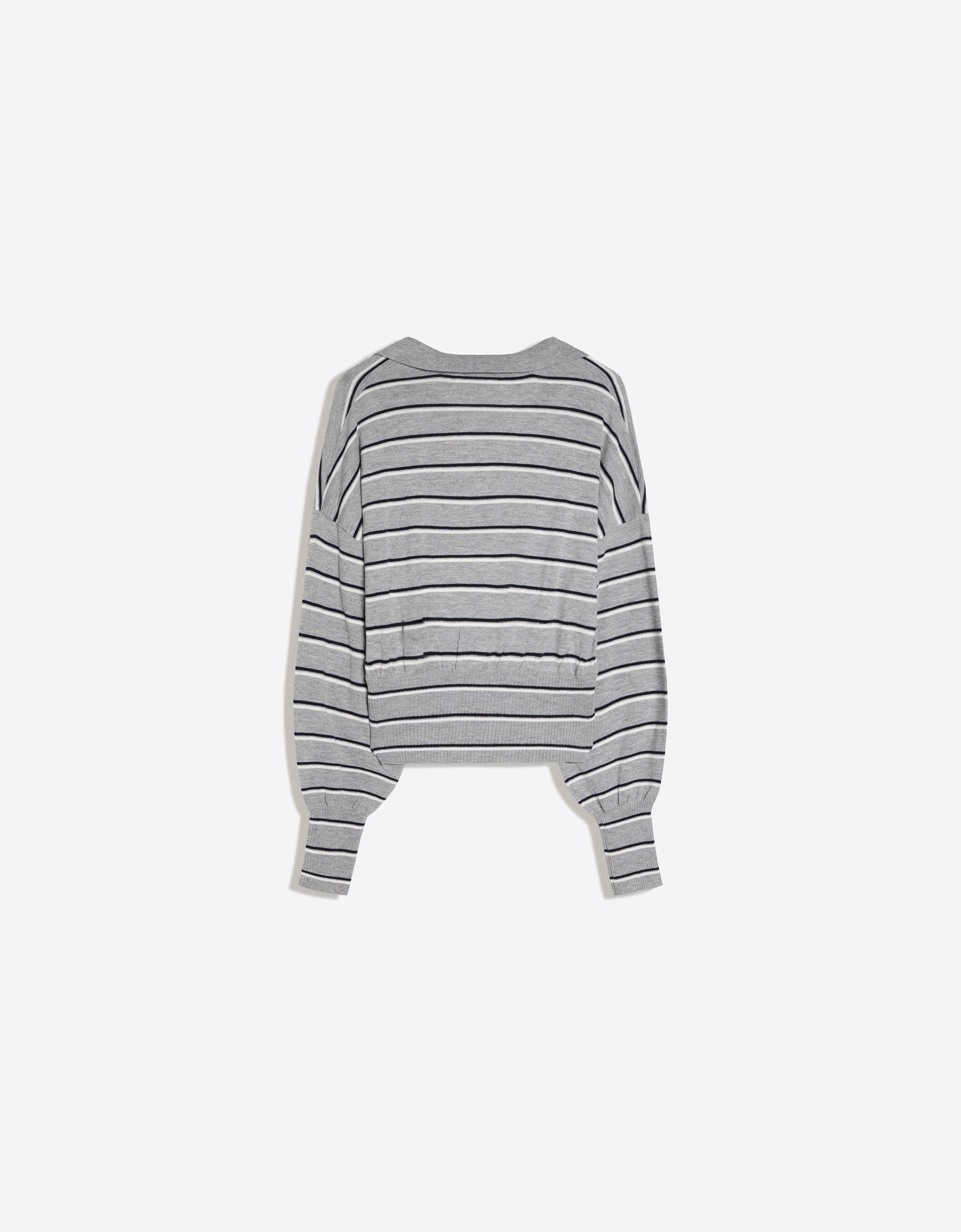 Ribbed polo collar jumper — Grey