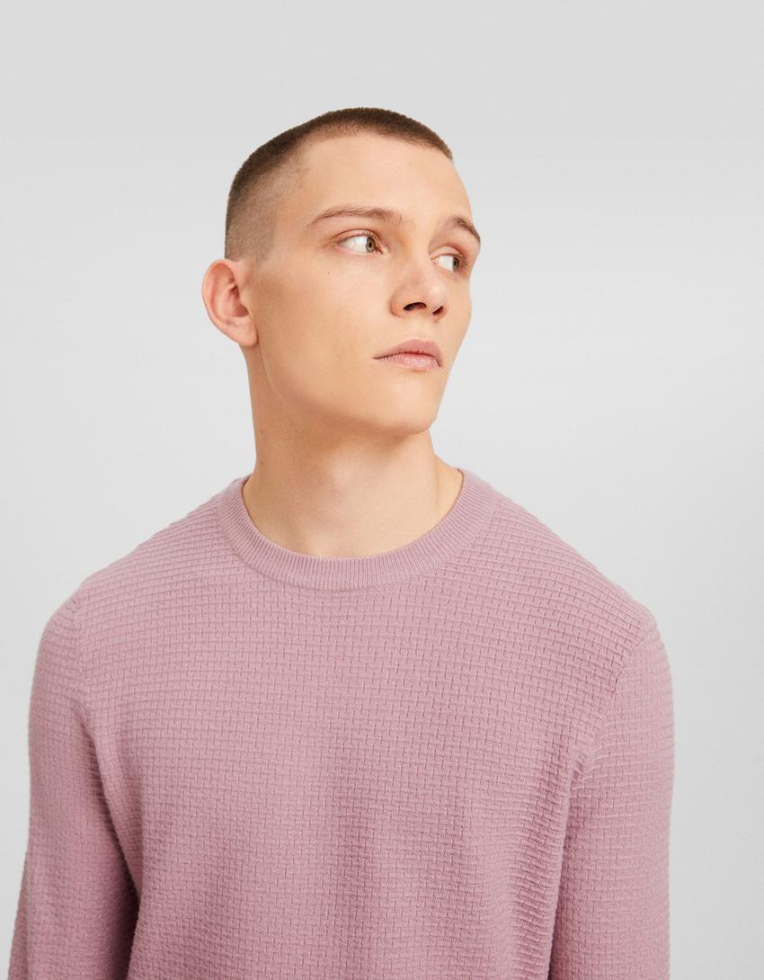 Pull texturé-Rose-2