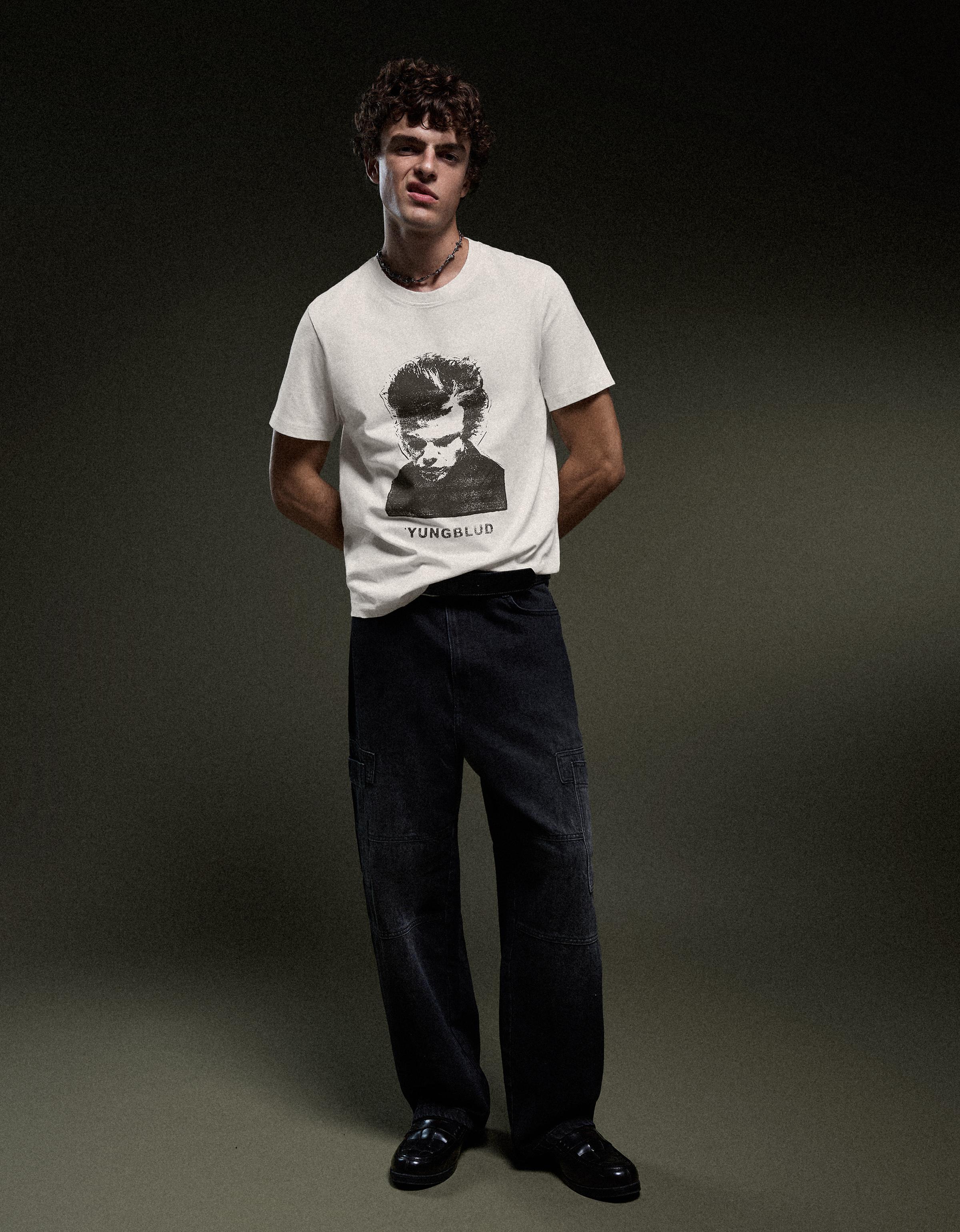 Short sleeve YUNGBLUD print T-shirt — Cream