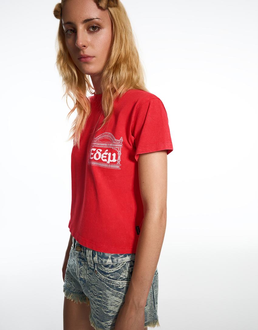 Regular fit T-shirt  ARIES x BERSHKA-Red