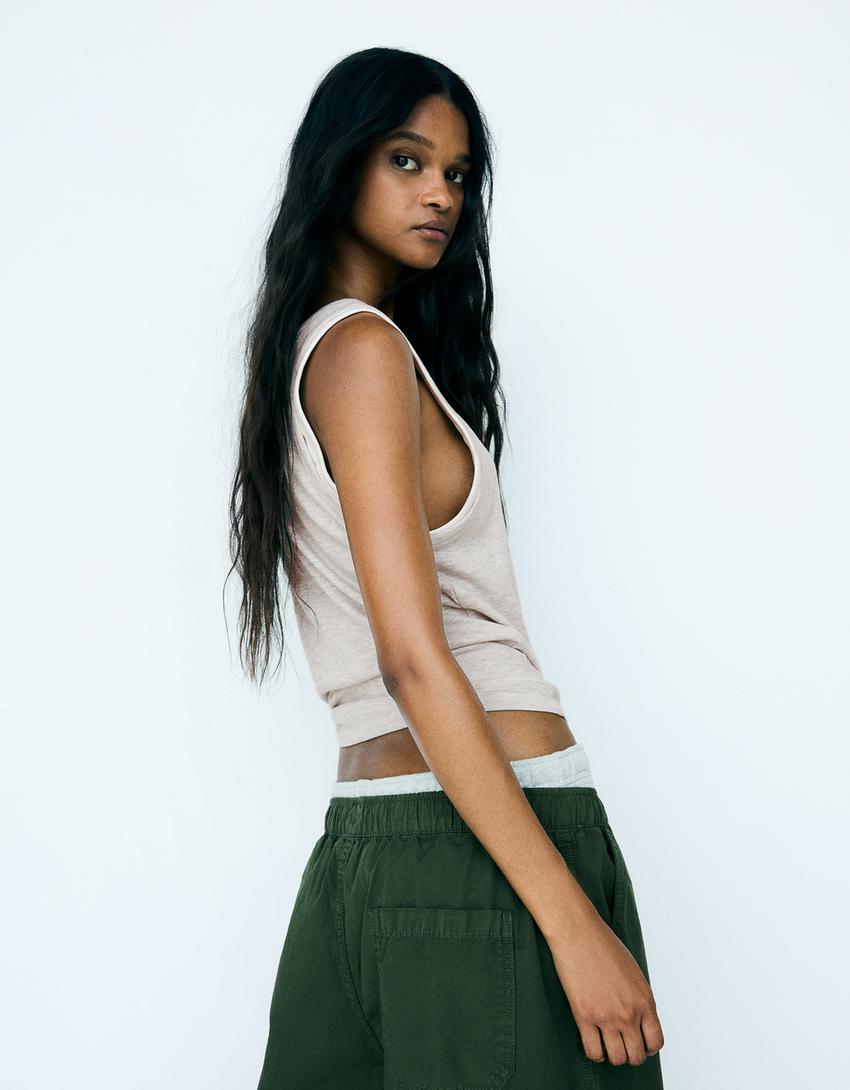Double-strap camisole top-Grey