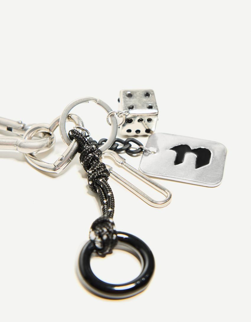 Schlüsselanhänger mit Karabinerverschluss-Silber-1