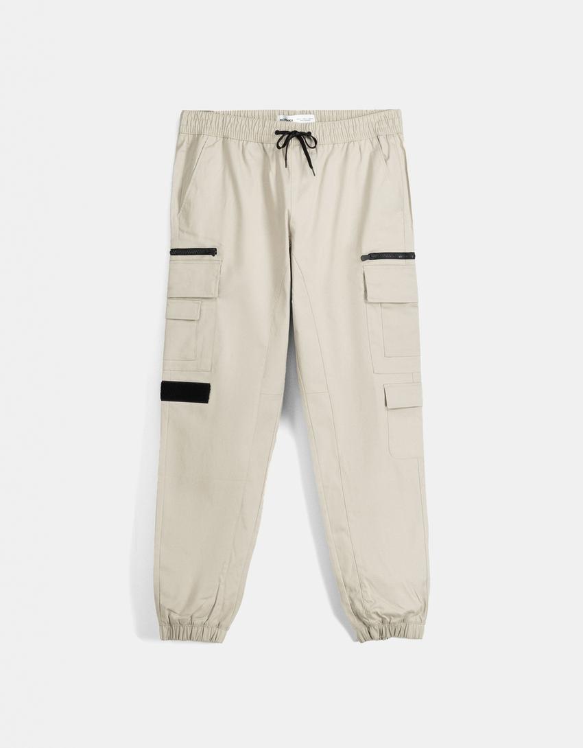 Calças jogger multicargo técnicas-Areia-4