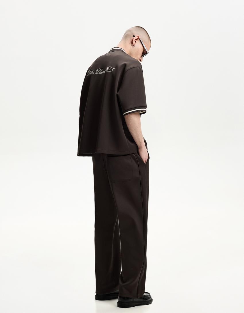 Shirt and trousers set-Brown-1