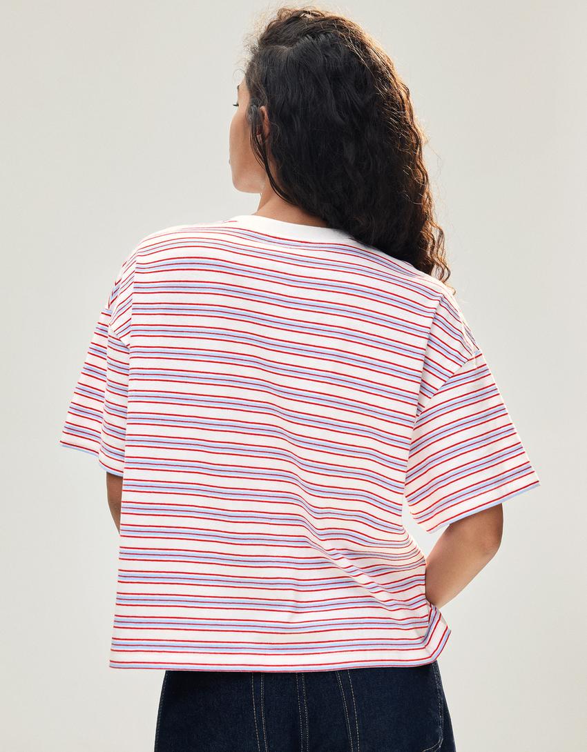 Camiseta boxy rayas-Blanco