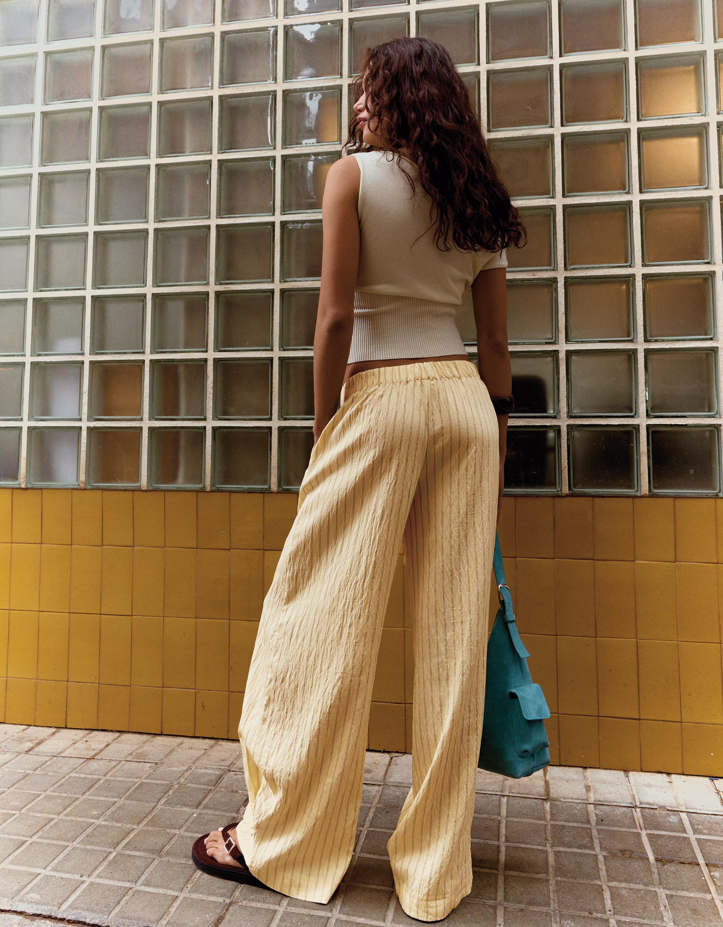 Çizgili bol kesim pantolon - Görsel 13