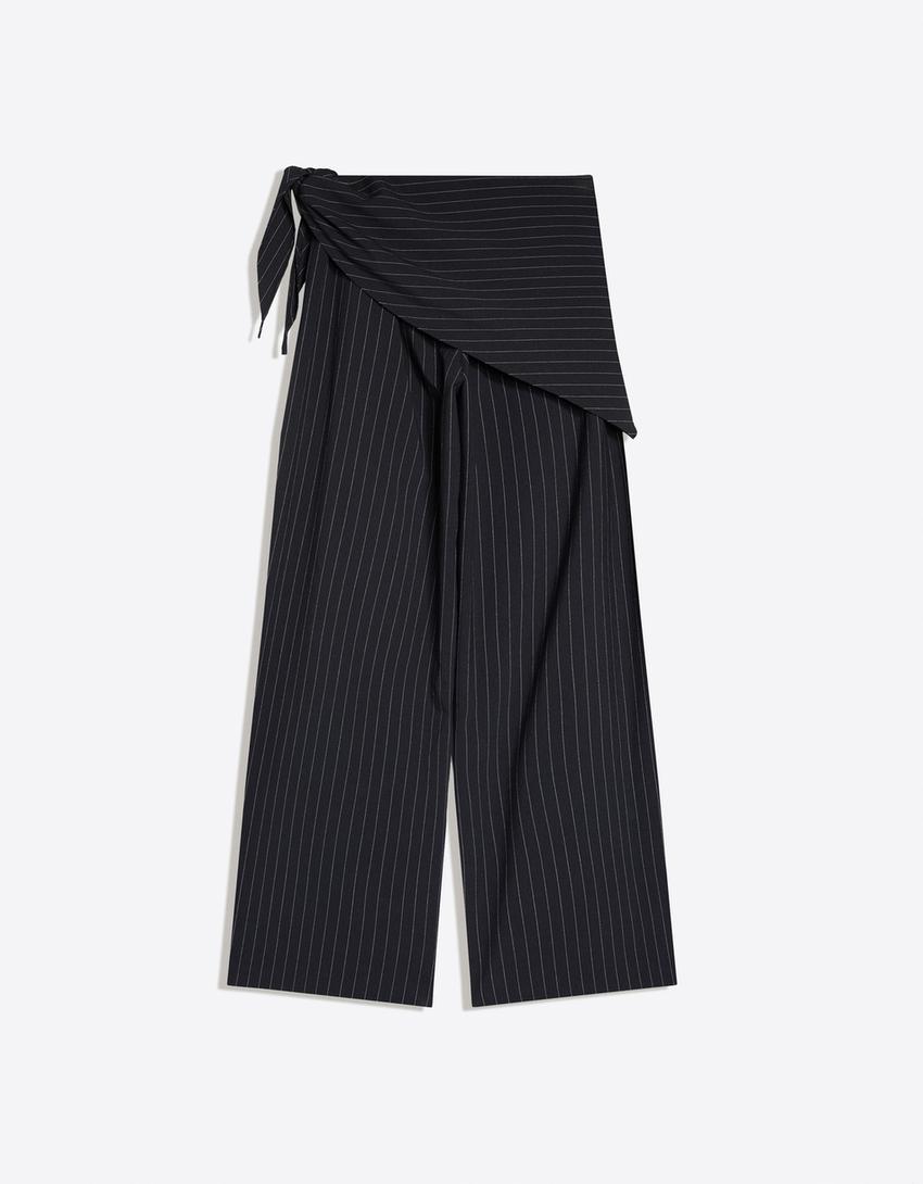 Pensli ve fularlı pantolon-Denizci mavisi