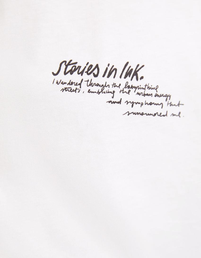 T-shirt manches courtes imprimé floral-Blanc-6