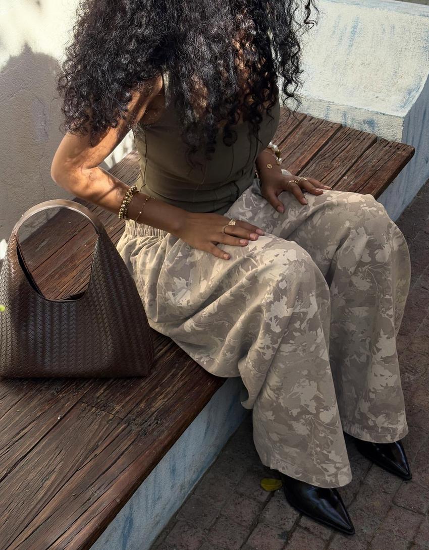 Woven bucket bag-Brown