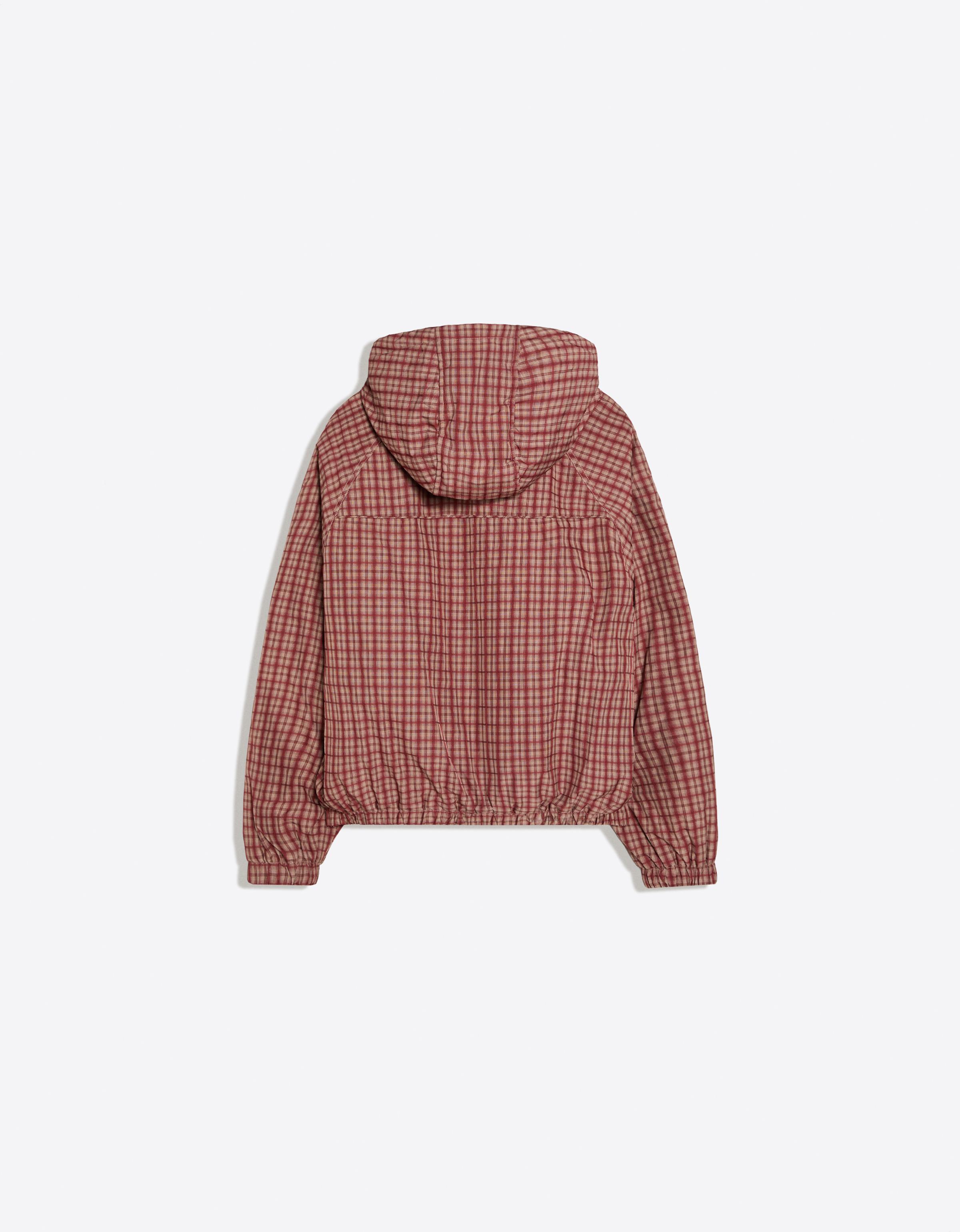 Hooded check jacket — Dark Orange