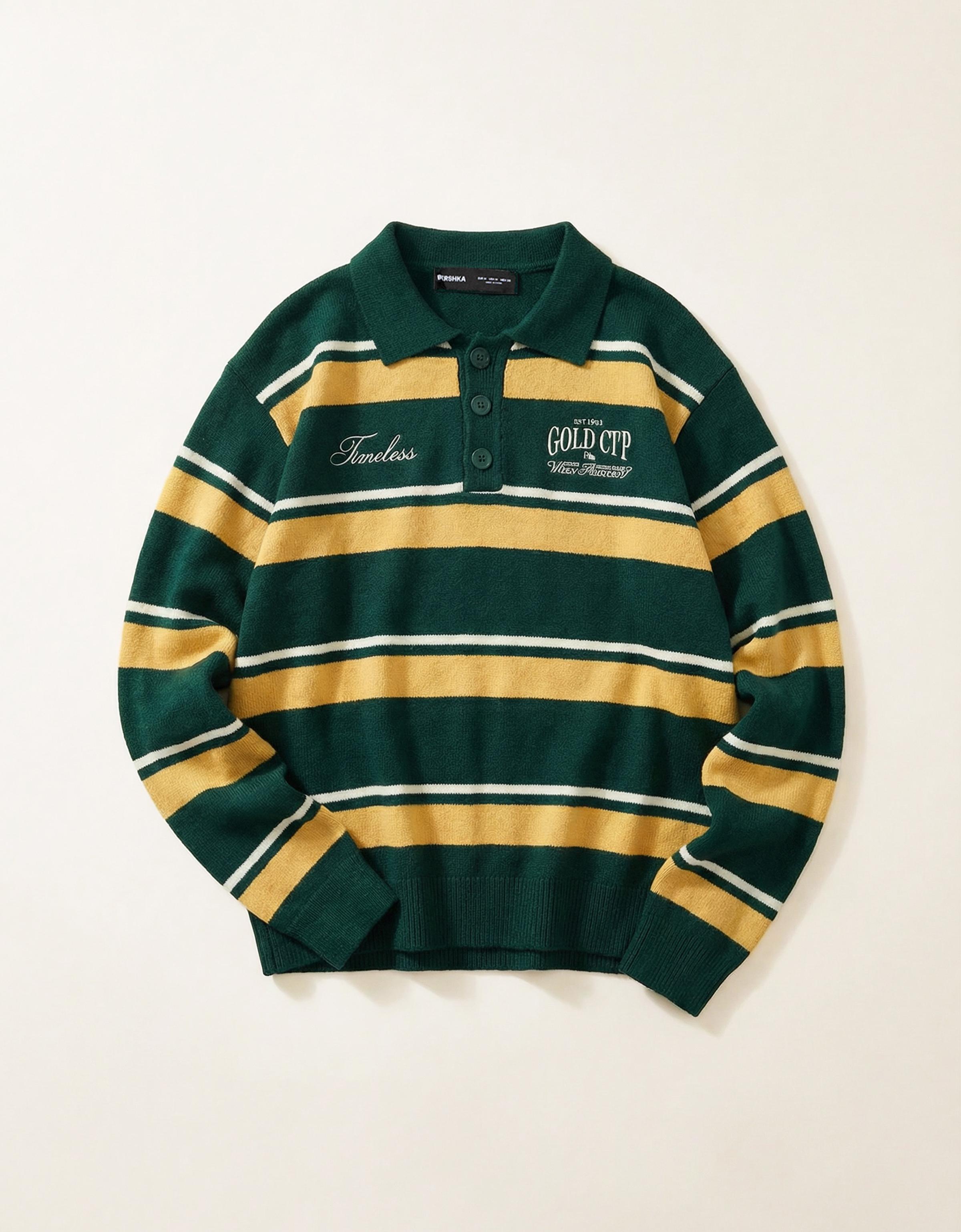 Polo yaka baskılı kazak - Görsel 18